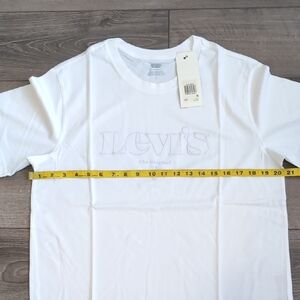 Levi's White Logo Tee with Subtle Lilac Print
